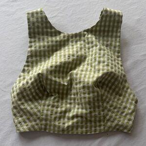 Zara Olive Green Gingham Crop Top